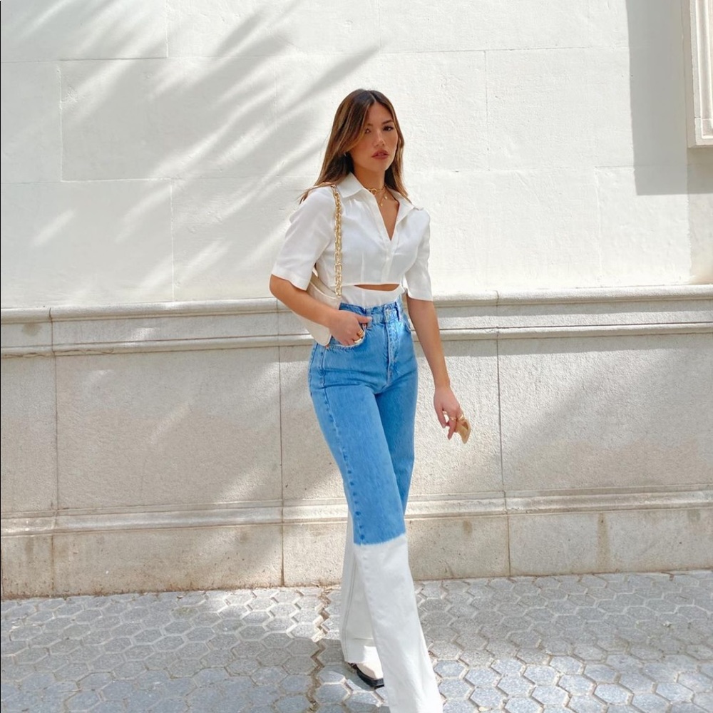 Zara Ecru Linen Blend Cut Out Bodysuit - Picture 3 of 16